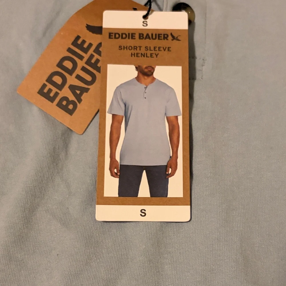 Eddie Bauer Light Blue Short Sleeve Henley Tee